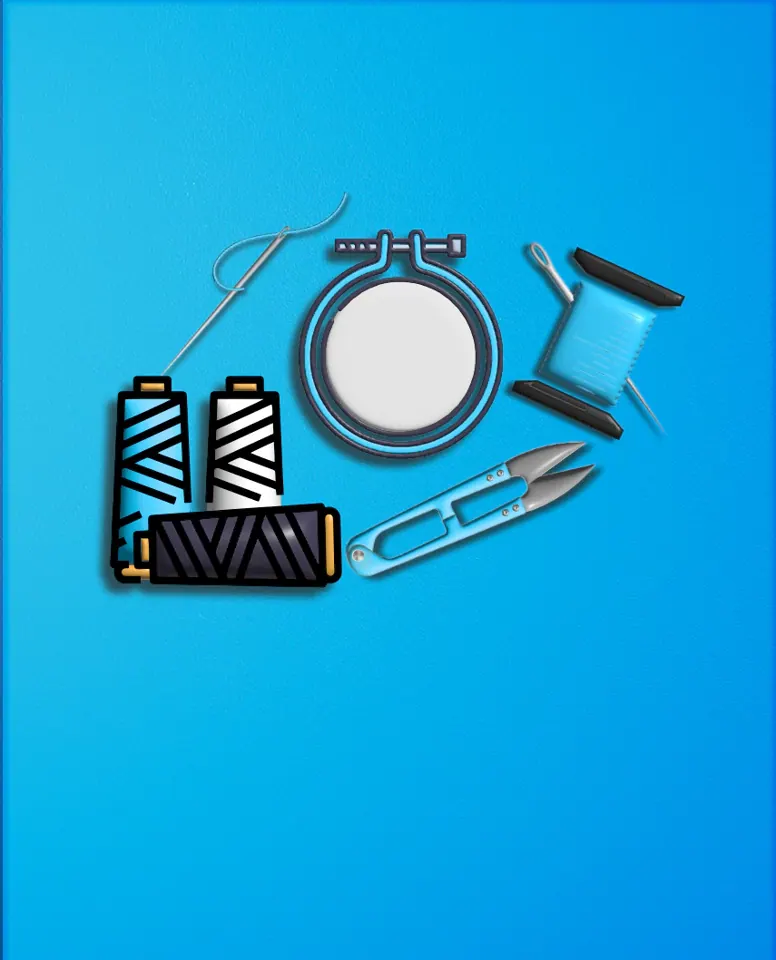 Embroidery hoop and thread illustration
